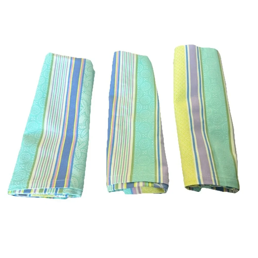 XOCHI Melisande Lilac Striped Cloth Dinner Napkins Set of 3 Cotton 22x22 NWT New